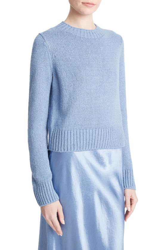 Shop Vince Silk Crewneck Sweater In Azure Gem