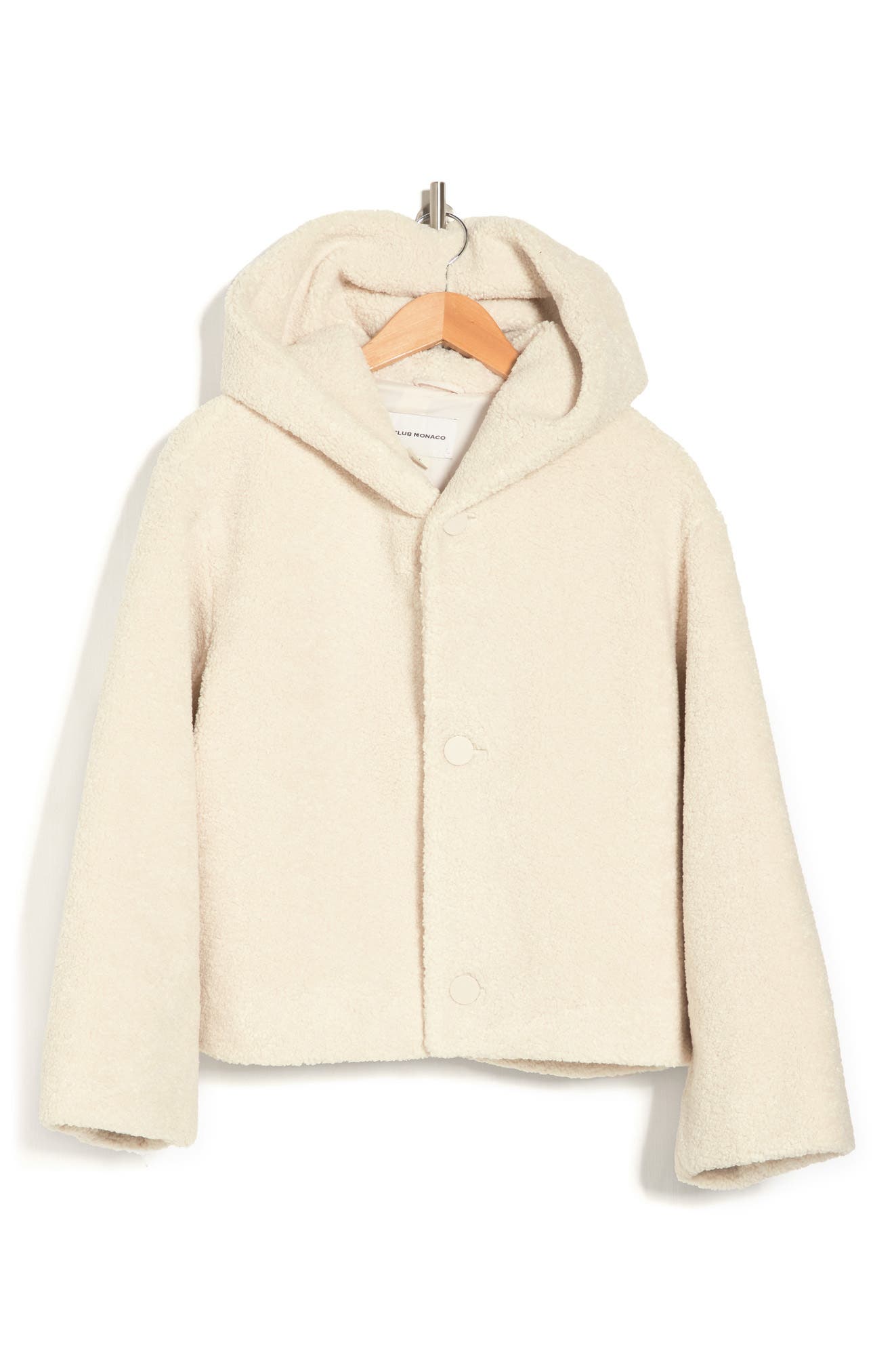 Club Monaco Cropped Teddy Coat In White 