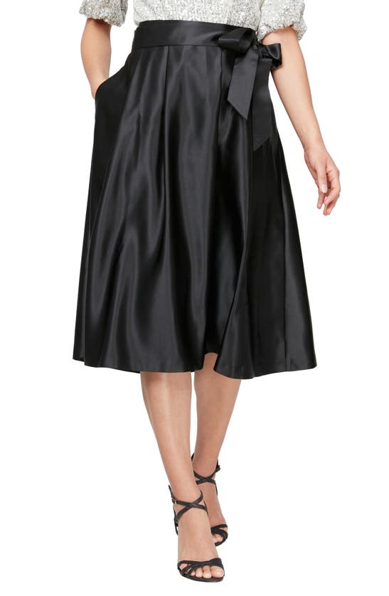 Alex Evenings Bow Detail Satin Skirt In Black