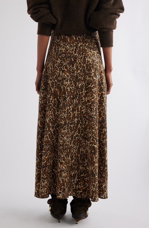 Shop Isabel Marant Sakura Leopard Print Stretch Silk Maxi Skirt