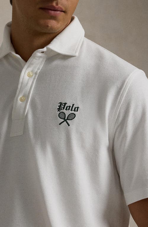 Shop Polo Ralph Lauren Tennis Rackets Embroidered Piqué Polo In White