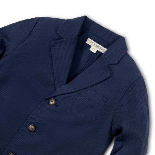 Shop Hope & Henry Boys' Organic Seersucker Suit Jacket, Kids In Navy Seersucker