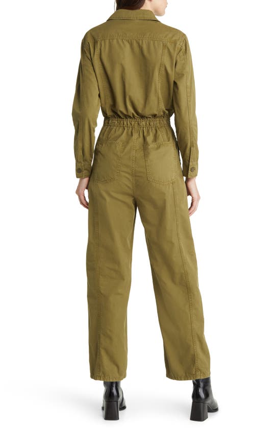 Shop Frame Cinched Waist Cotton Twill Jumpsuit In Washed Surplus