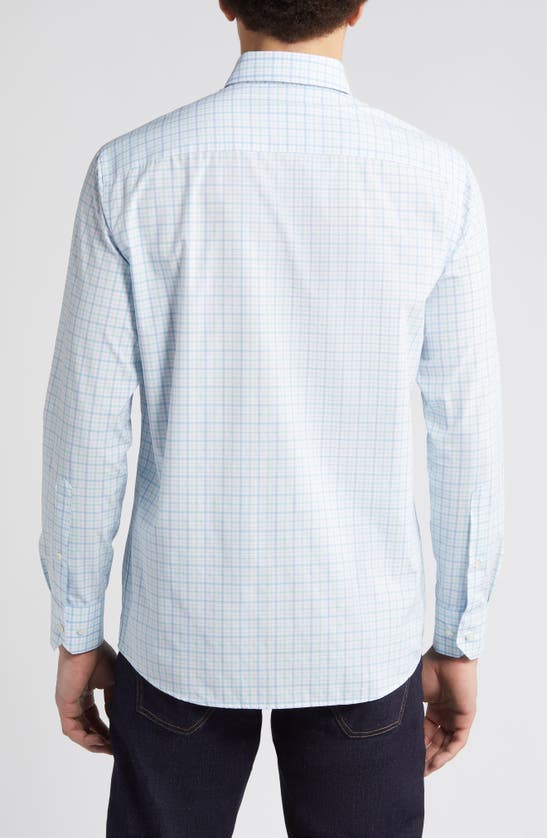 Shop Peter Millar Crown Crafted Rollins Performance Poplin Button-down Shirt In Iced Aqua