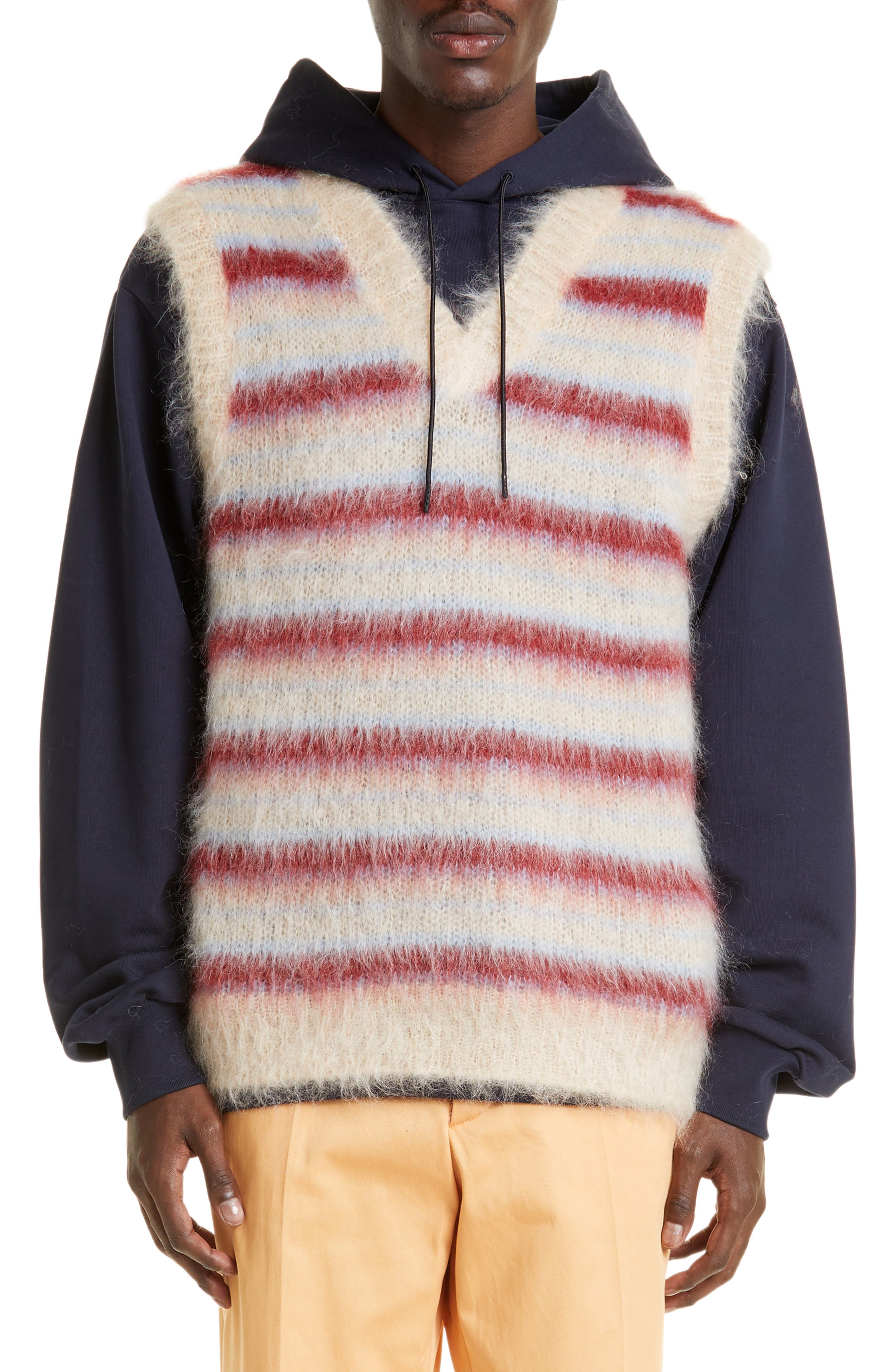 Marni Stripe V-Neck Brushed Mohair Blend Sweater Vest | Nordstrom