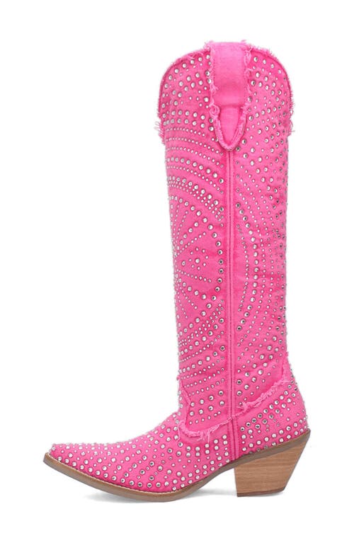 Shop Dingo Honkeytonk Honey Knee High Denim Boot In Pink