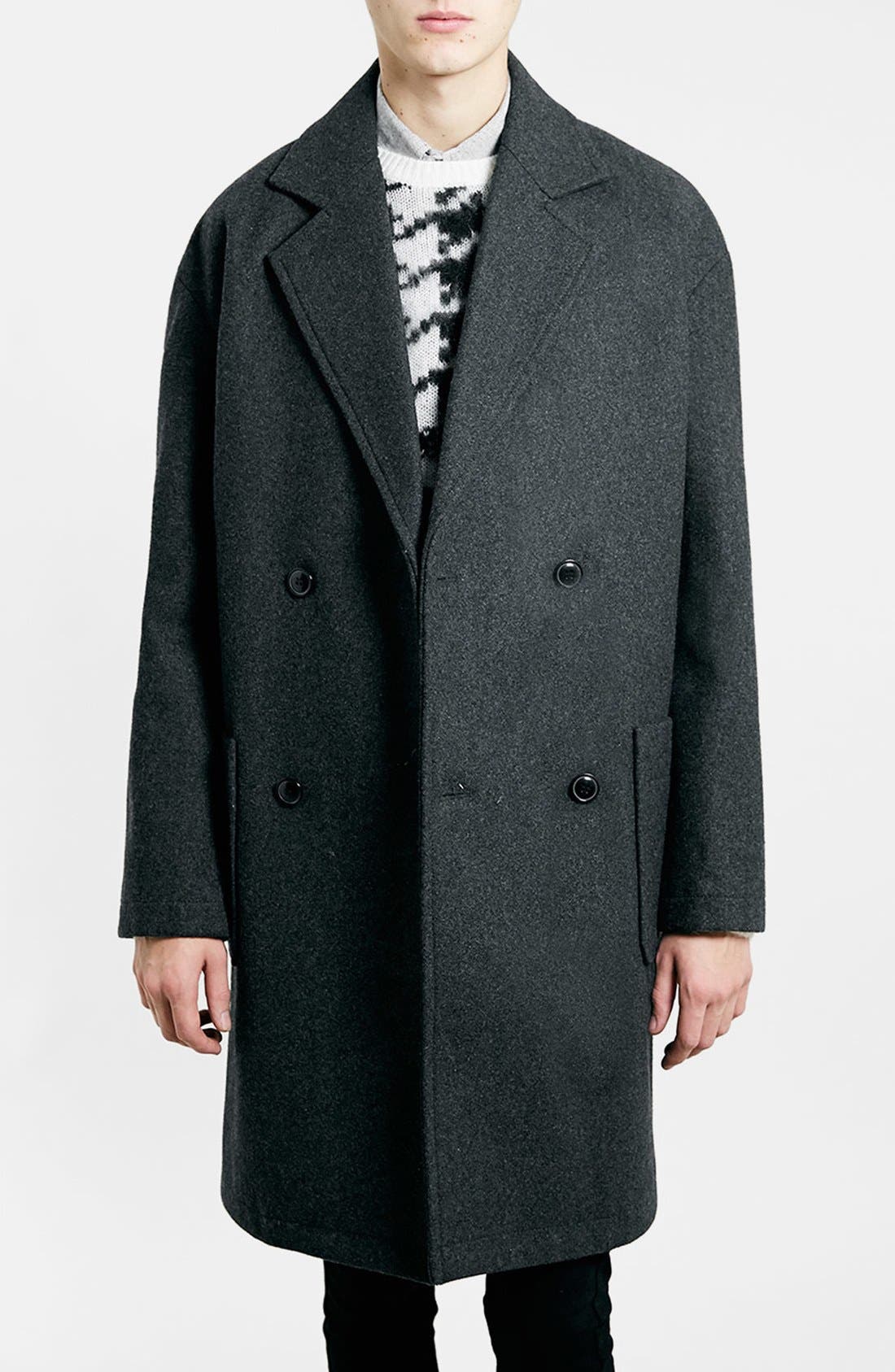 Topman Drop Shoulder Wool Blend Coat Nordstrom