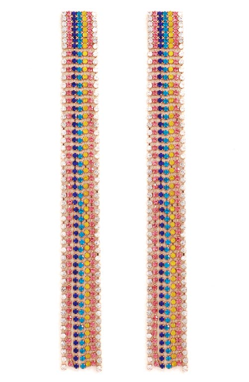 Rainbow Crystal Fringe Earrings in Multi