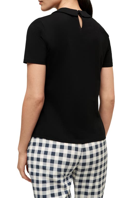 Shop Isaac Mizrahi New York Peter Pan Collar Cotton T-shirt In Black