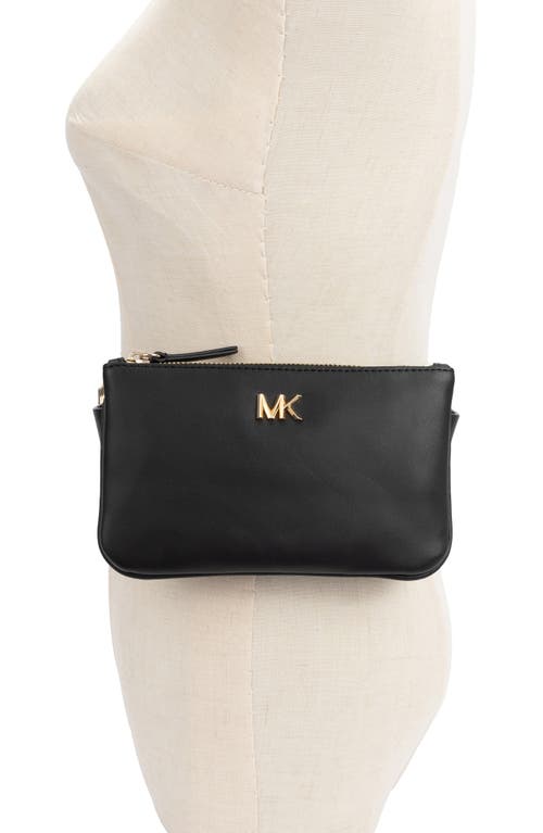 Shop Michael Michael Kors Reversible Leather Belt Bag In Black/gold