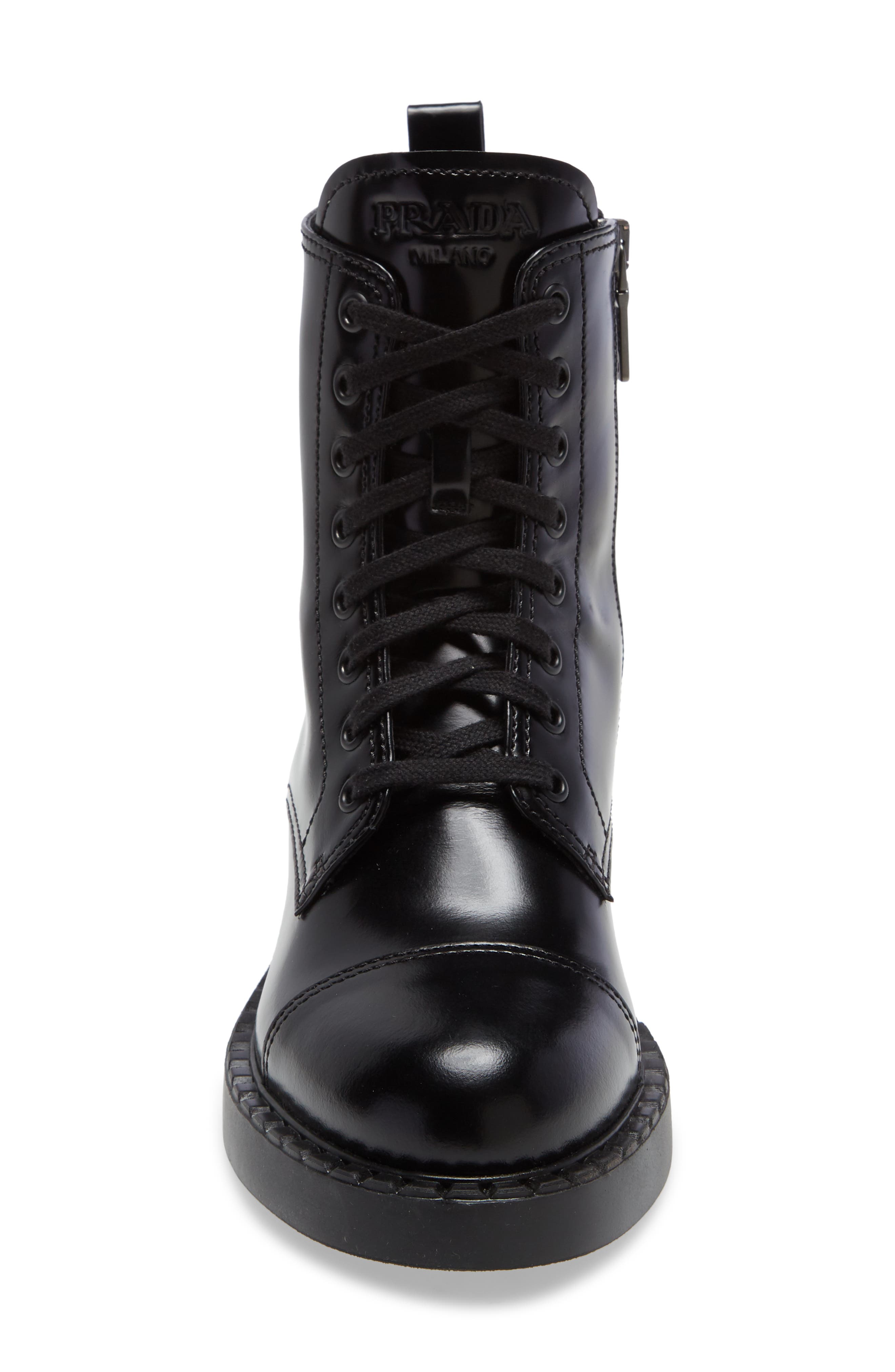 prada chocolate combat boot