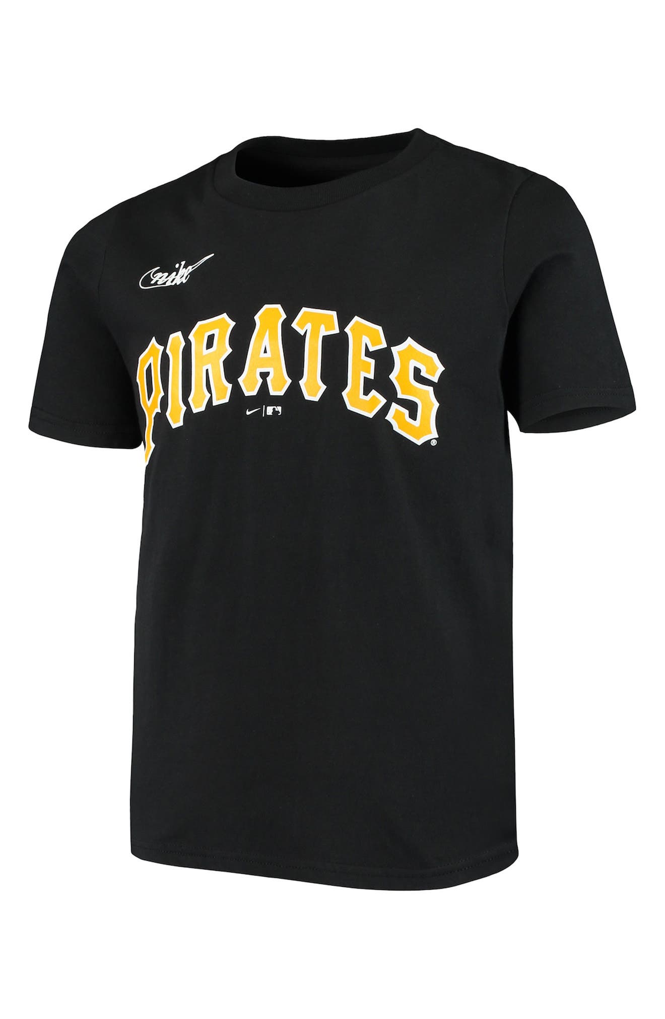 Roberto Clemente Pittsburgh Pirates Majestic Youth Black Name & Number  T-shirt