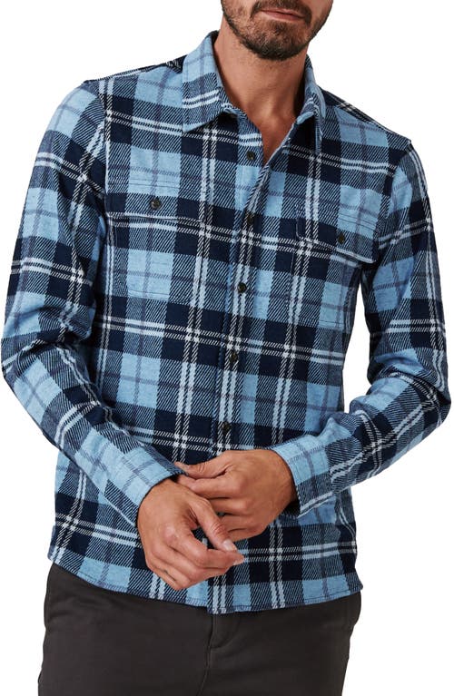 7 Diamonds Generation Plaid Stretch Flannel Button-Up Shirt in Light Blue