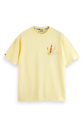 Shop Scotch & Soda Go With The Flow Graphic T-shirt In Med Yellow