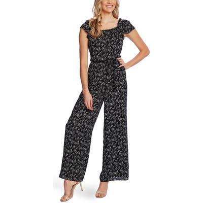 Cece Toile Vines Square Neck Crepe Jumpsuit