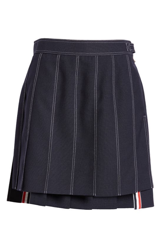 THOM BROWNE THOM BROWNE DROP BACK WOOL SKIRT