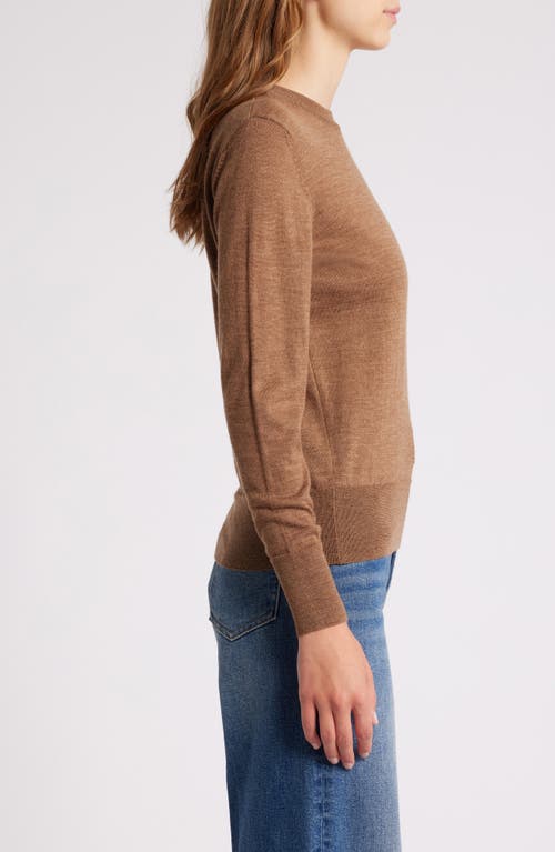 Shop Sessun Sessùn Amor Shoulder Button Wool Crewneck Sweater In Amor-camel