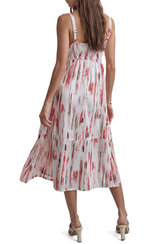 Shop Dkny Abstract Print Midi Dress In Broken Brush Stroke