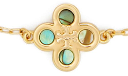 Tory Burch Kira Clover Station Necklace In Tory Gold/multi