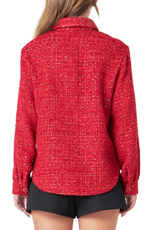 Endless Rose Tweed Shacket In Red