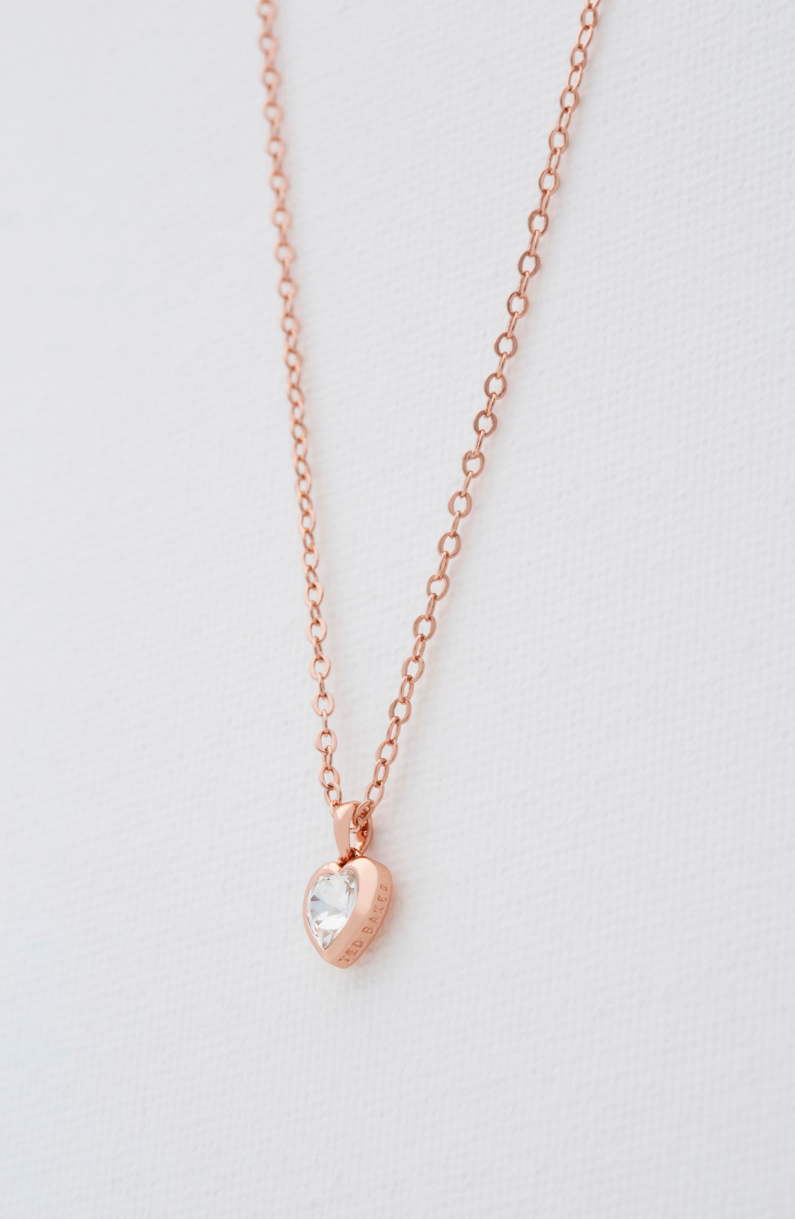 Ted Baker London Hannela Crystal Heart Pendant Necklace in Rose