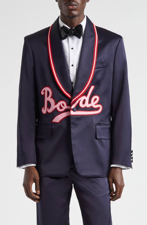 Bode Embroidered Logo-appliqué Blazer In Navy