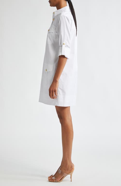 Shop Veronica Beard Saude Long Sleeve Cargo Shirtdress In White