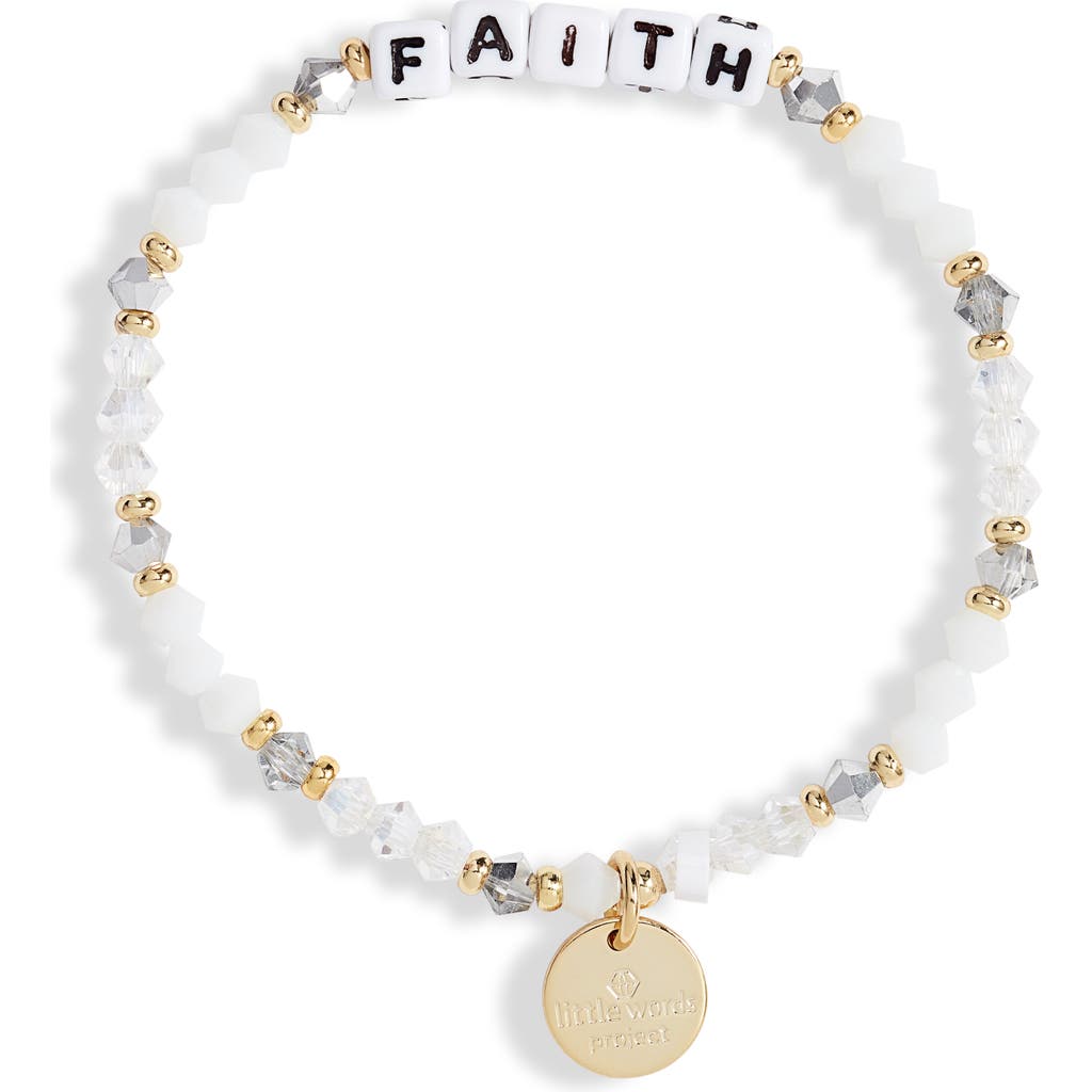 Little Words Project Faith Beaded Stretch Bracelet In White