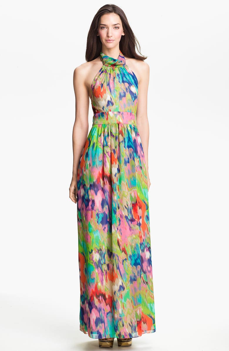 Eliza J Halter Print Chiffon Maxi Dress | Nordstrom