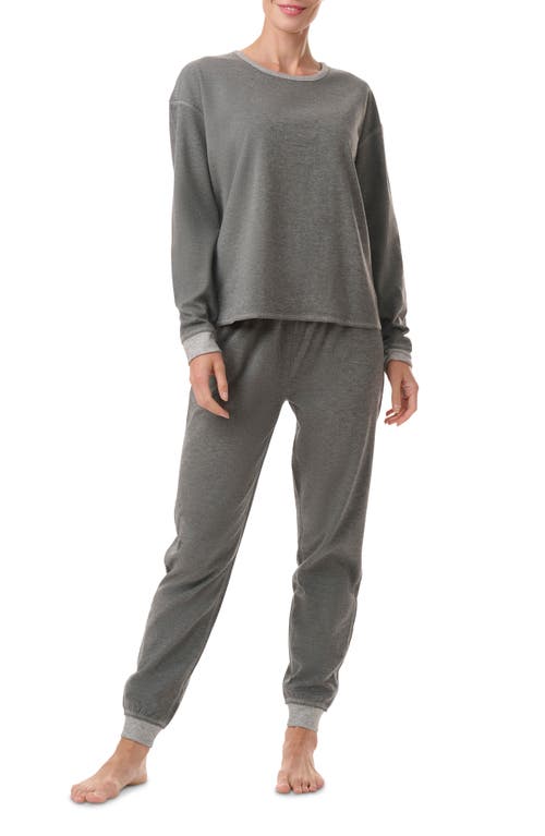 Shop Splendid Reversible Pullover & Joggers Pajamas In Charcoal Heather