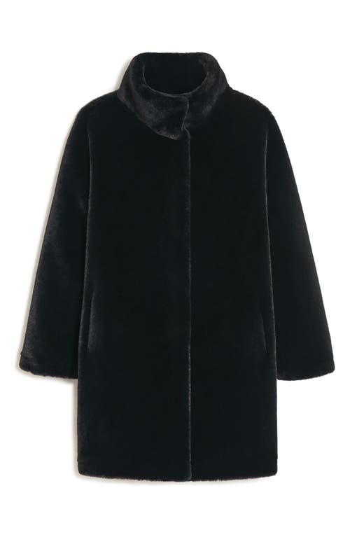 Apparis Blair Faux Fur Mid Length Coat In Noir