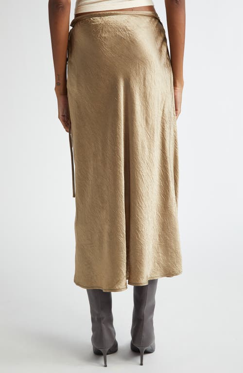 Shop Acne Studios Iala Crinkle Satin Wrap Skirt In Old Green