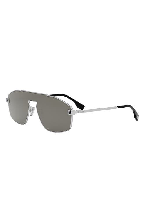 Shop Fendi ' Sky Mask Sunglasses In Shiny Palladium/smoke Mirror