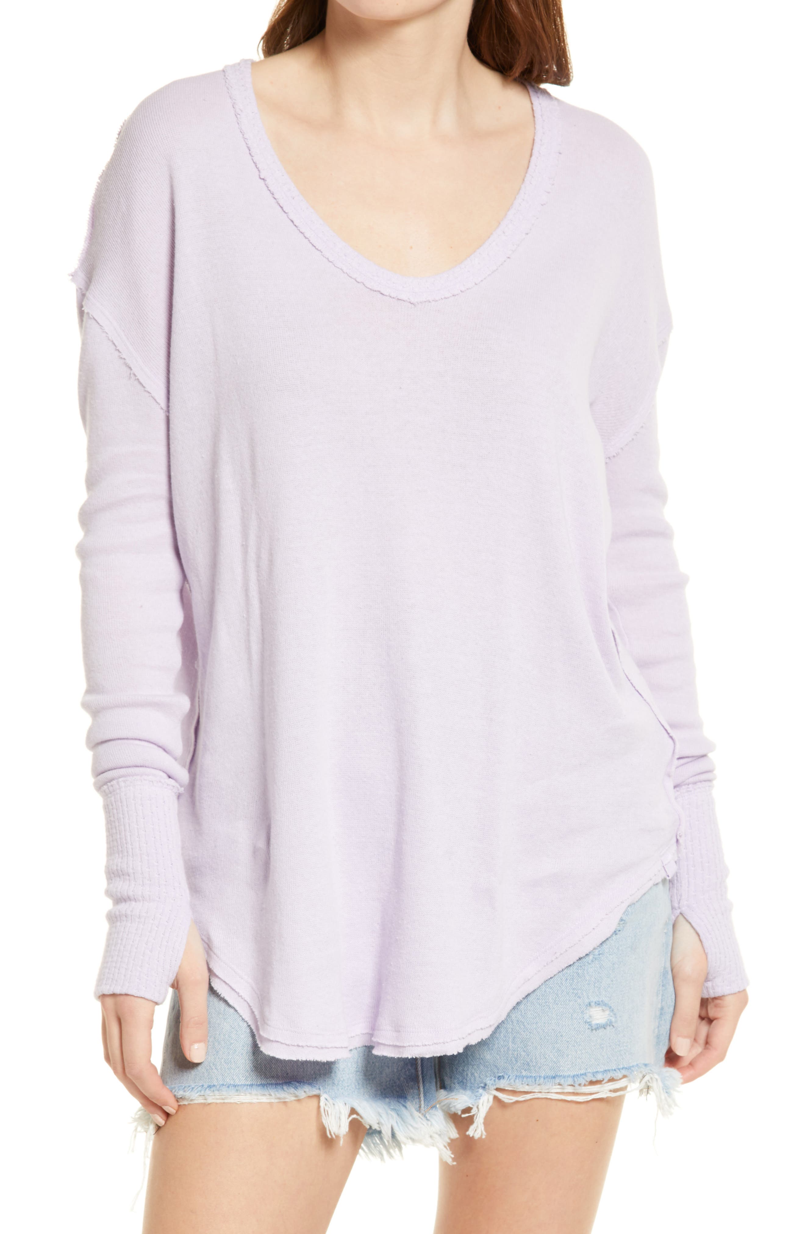 Free People Colby Raw Edge Top in Heather
