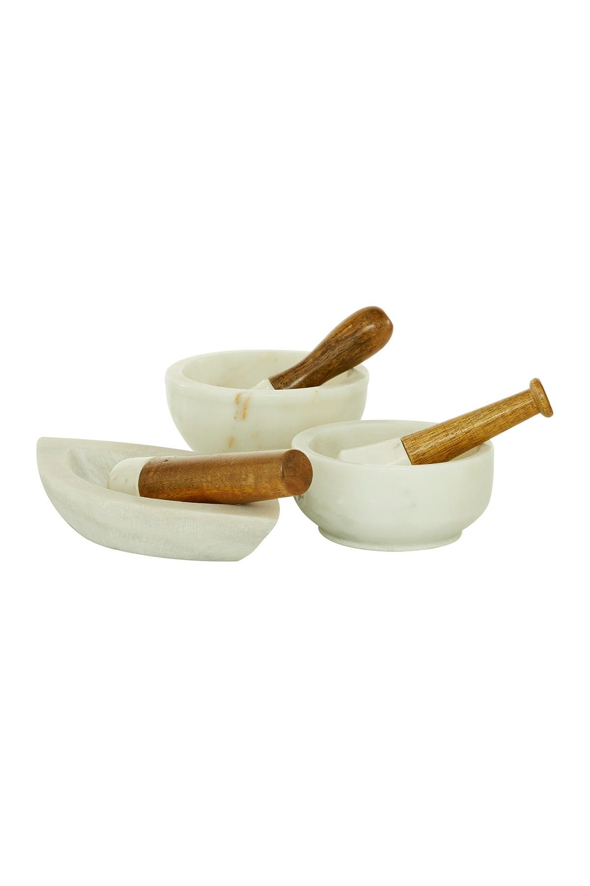Willow Row Multi Colored Marble Natural Mortar And Pestel 3-piece Set In Open Miscellaneous