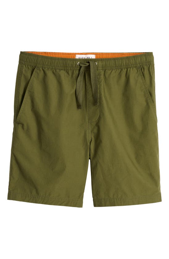 Alex Mill Saturday Cotton Shorts In Olive/ Orange