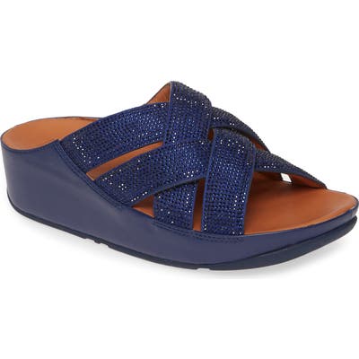 Fitflop Crystal Lattice Strap Slide Sandal, Blue