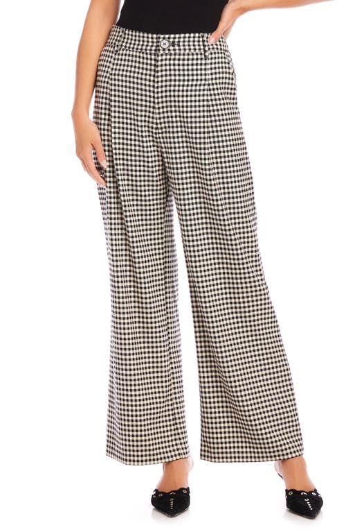 Fifteen Twenty Mina Check High Waist Wide Leg Pants In Chalk