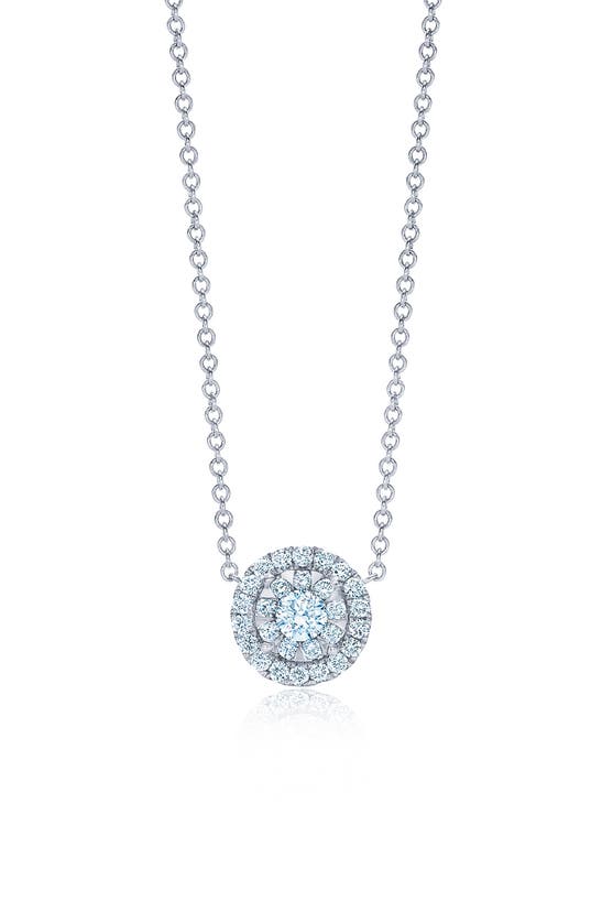 Shop Kwiat Diamond Halo Pendant Necklace In White Gold