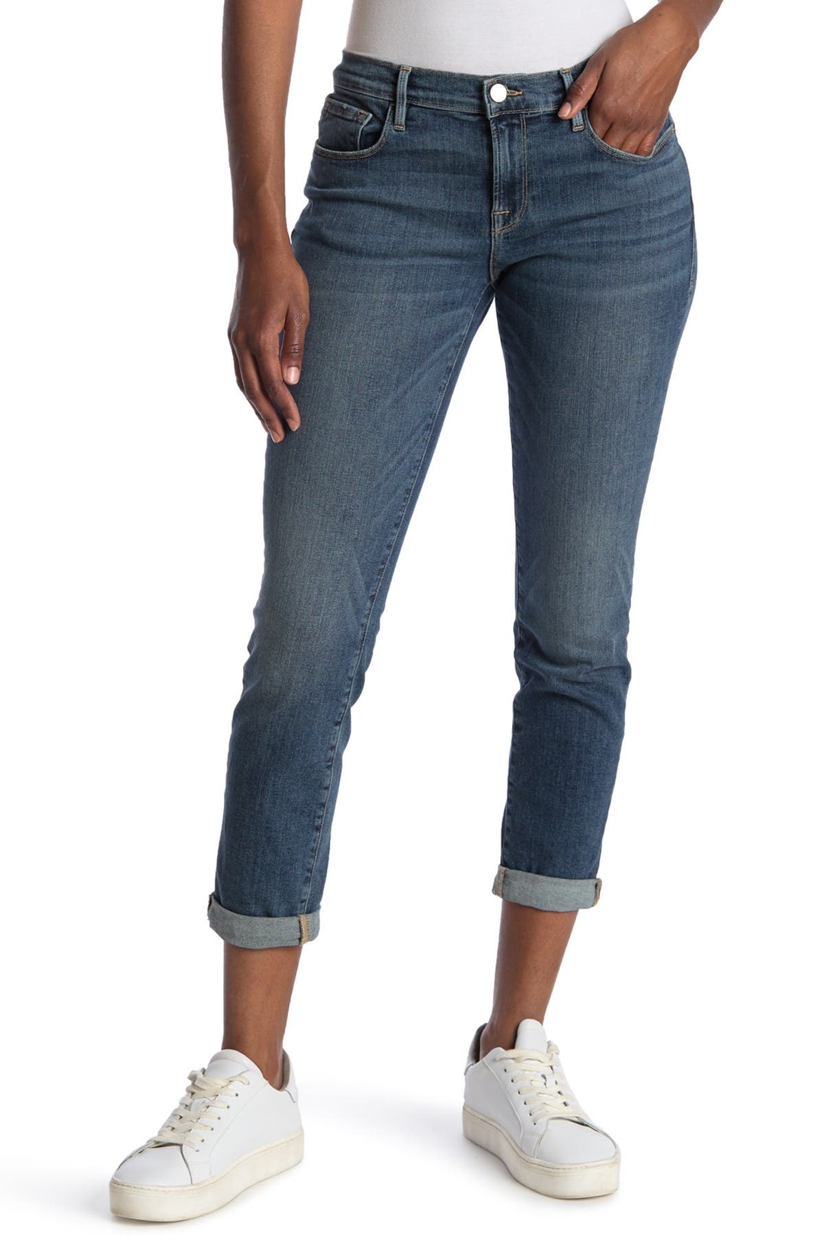 Frame Le Garcon Cropped Mid-rise Slim-leg Jeans In Revere
