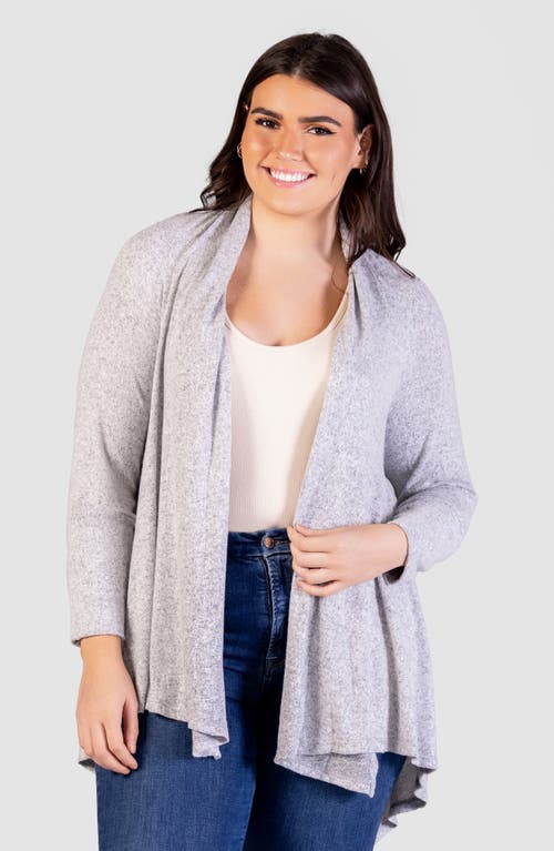 Shop 24seven Comfort Apparel Open Front Waterfall Cardigan In Grey