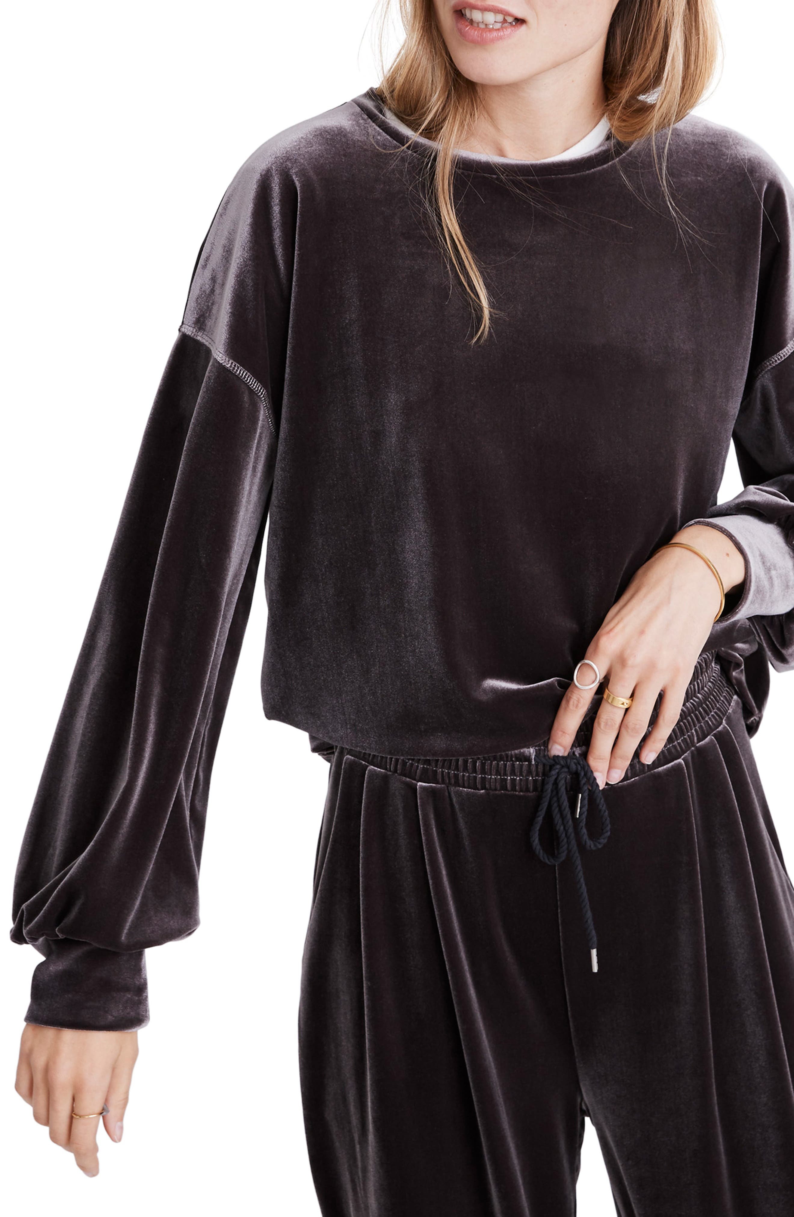 madewell velvet balloon sleeve dress