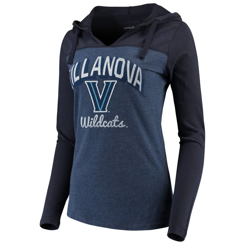 Camp David Navy Villanova Wildcats Knockout Color Block Long Sleeve V-neck Hoodie T-shirt