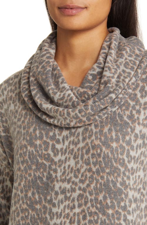 Shop Loveappella Cowl Neck Tunic In Gray/charcoal