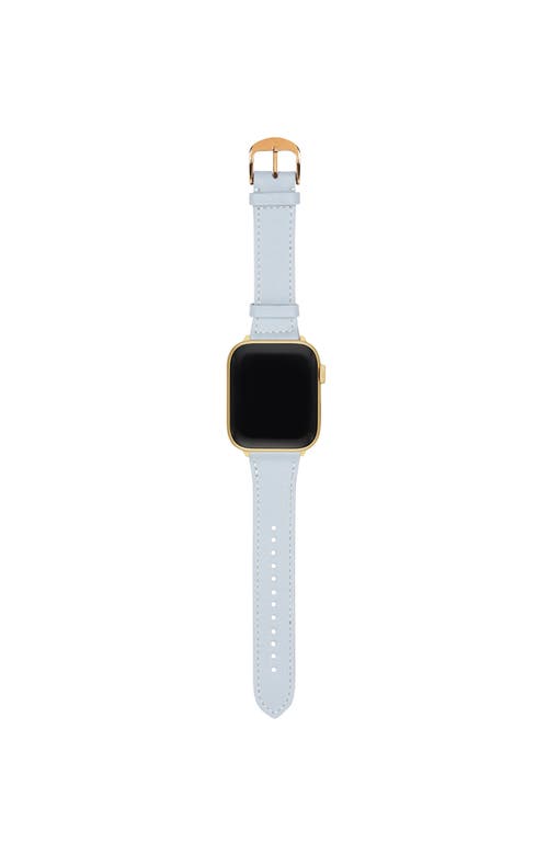 Shop Hyer Goods Upcycled Leather Apple Watch Band In Pale Blue/gold8/40