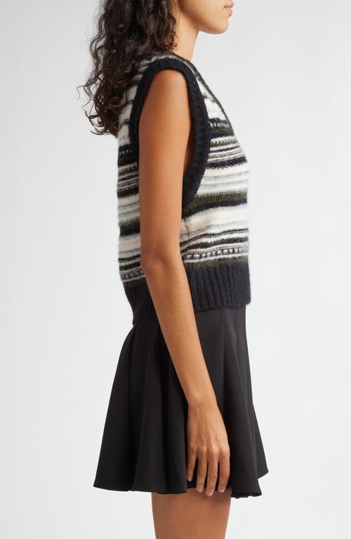 Shop Ganni Stripe Sweater Vest In Black