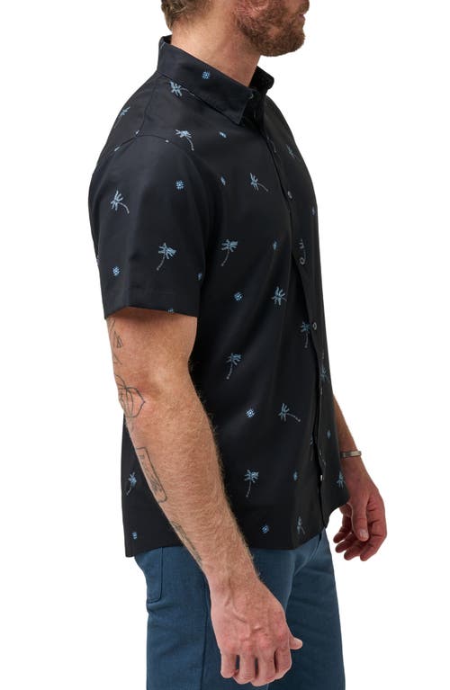 Shop Travismathew Yeah Naht Short Sleeve Button-up Shirt In Black