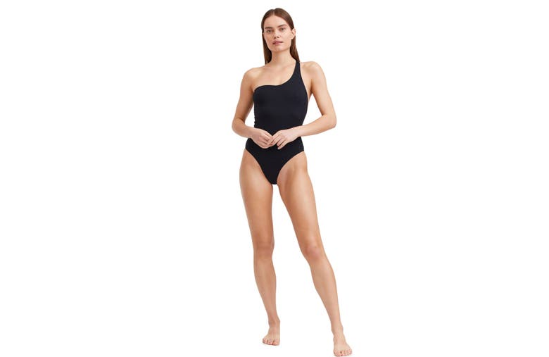 Shop Au Naturel By Gottex Solid Reversible One Shoulder One Piece Swimsuit In Black