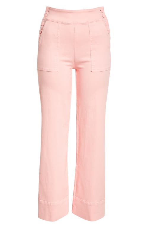 Alice + Olivia Donald Button Trim High Waist Straight Leg Jeans in Petal