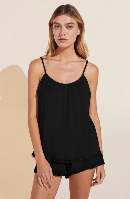 Eberjey Gisele Ruffled Trim Short Pajama Set In Black